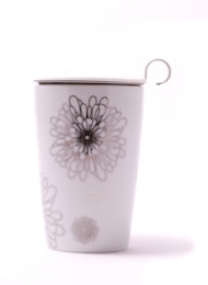 KUBEK Z ZAPARZACZEM "TEAEVE" SREBRNY